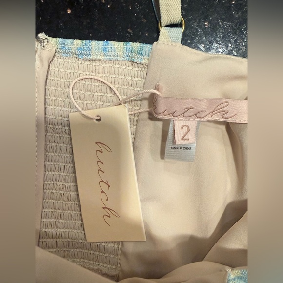 Hutch Watercolor Vining Daffodils Tulle  Dress Colors: Ivory/Sky Size 2 NWT - Picture 6 of 8